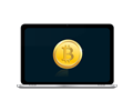 Bitcoin in laptop screen