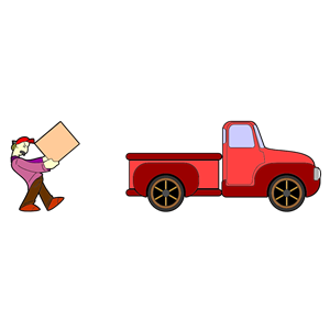 Man Carrying Heavy Box To Truck