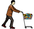 Man with Japanese Shopping Cart