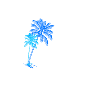 Blue Palm Tree Pair