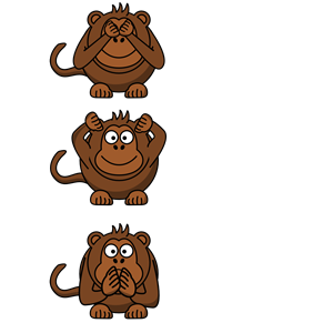 see/hear/speak no evil monkey