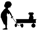 Child Pulling Wagon Silhouette