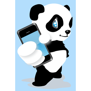Panda with mobile phone