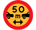 50m between cars sign