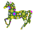 Retro Floral Horse