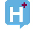 H+ Logo for Health.SE. No background. White and purple text
