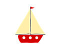 Red sail boat 1