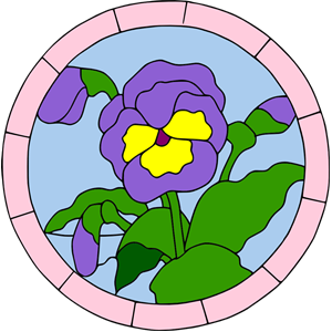 Colored Pansy Stained Glass