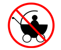 No baby carriage. No baby buggy. No carreola. No carriola.