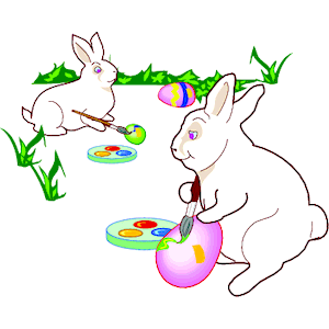Bunnies Painting Eggs