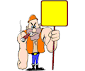 Worker with Sign