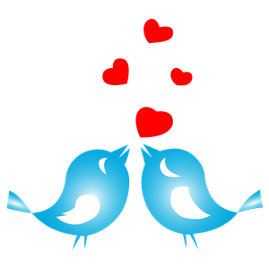 Colored Love Birds With Hearts