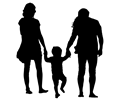 Family With Child In The Middle Silhouette