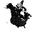 North America with states and provinces