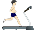 Boy running on treadmill