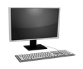 monitor gray with keyboard