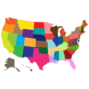 MultiColored United States Map