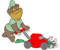 Mowing Lawn - Bear