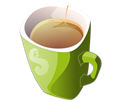 green mug of tea