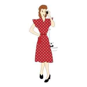 Vintage 1940s Woman Using A Telephone