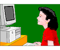 Girl at Computer 1
