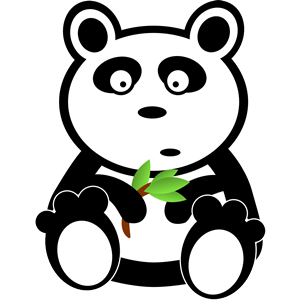Panda with bamboo leaves