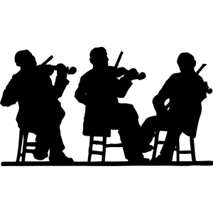 3 fiddlers in silhouette