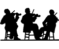 3 fiddlers in silhouette