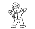 Sketch cartoon snow kid