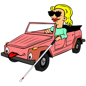 Blind Girl Driving Car Cartoon