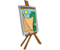 Easel with kids painting