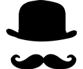 bowler hat and moustache
