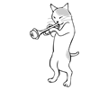 Anthropomorphic Trumpet Playing Cat