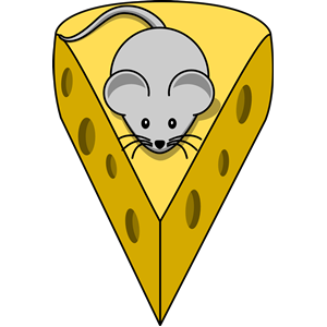 Cartoon mouse on top of a cheese
