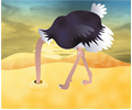 Cartoon Ostrich With Head In Sand