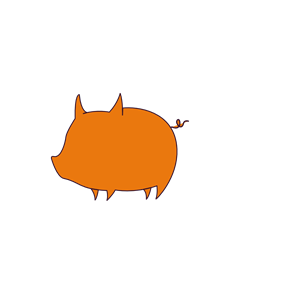 Pig Outline Orange