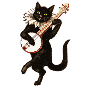 Vintage Cat Playing Banjo