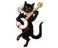 Vintage Cat Playing Banjo