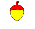 Yellow Acorn With Red Cap