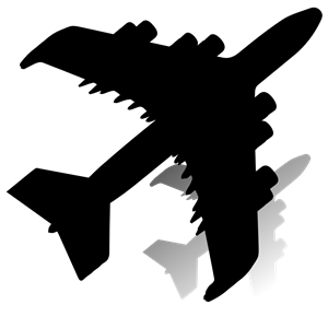 Airplane With Shadow Silhouette