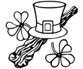 Hat and shillelagh (black and white)