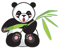 Cartoon Panda And Bamboo