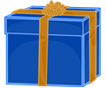 Blue gift with golden ribbon