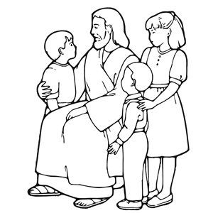 Jesus Teaching Children Line Art