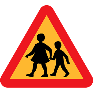 children crossing road sign