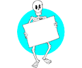 Skeleton with Sign