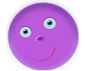 round purple face