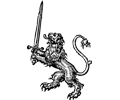 lion with sword