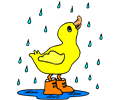 Duck with rain boots