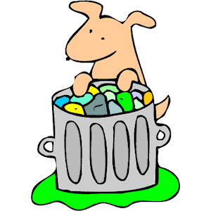 Dog in Trash Can